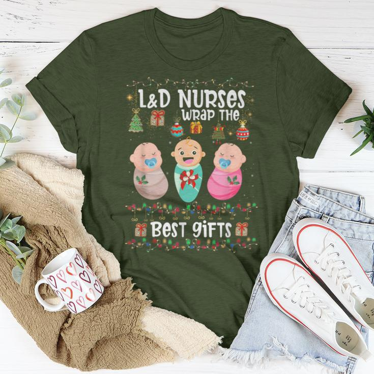 L&D Labor And Delivery Nurses Wrap The Best Christmas Women T-shirt Funny Gifts