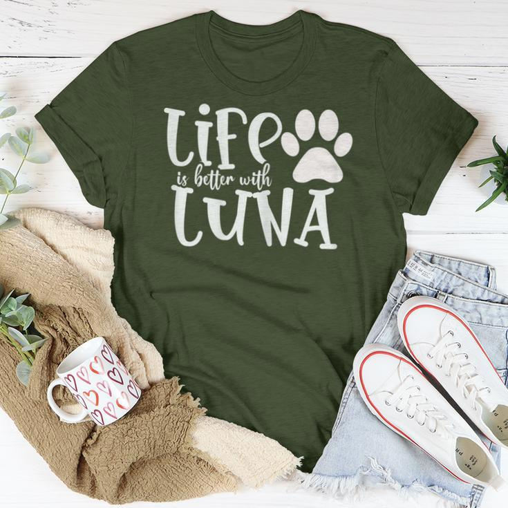 Life Is Better With Luna Pet Dog Owner Christmas Mom Women T-shirt Funny Gifts
