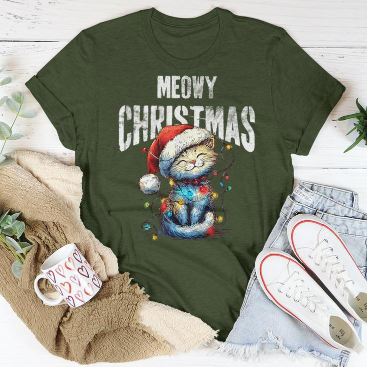Meow Christmas Cat Mom Cat Dad Christmas Cat Women T-shirt Unique Gifts