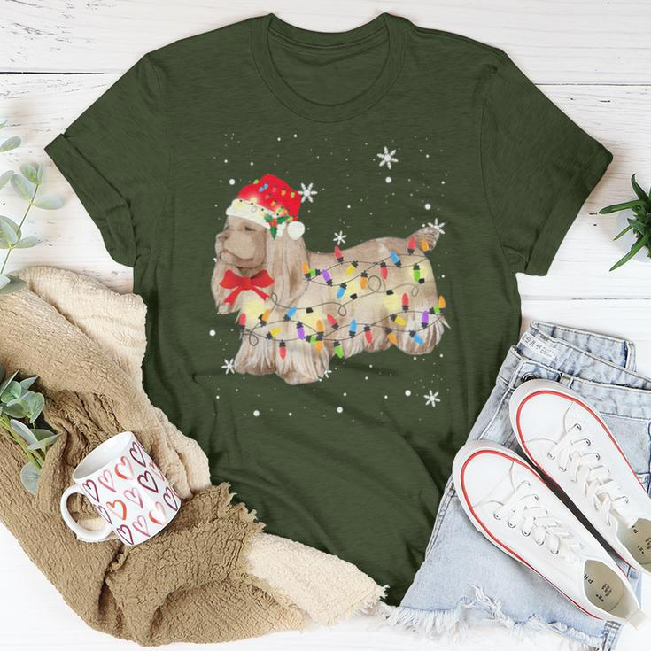 Sussex Spaniel Dog Christmas Light Xmas Mom Dad Women T-shirt Unique Gifts