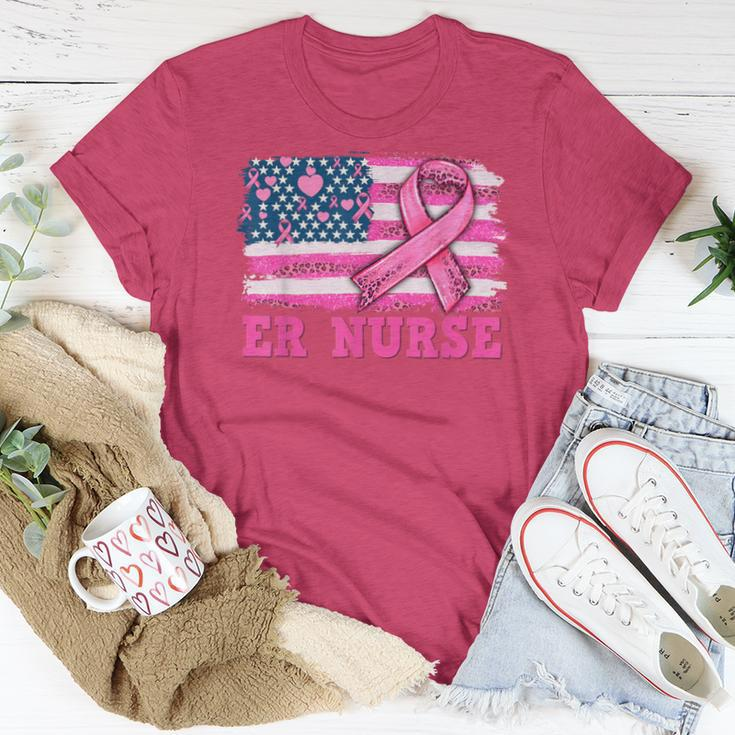 Er Nurse American Cancer Flag Cancer Warrior Pink Ribbon Women T-shirt Funny Gifts
