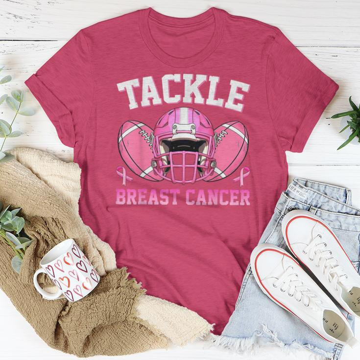 Tackle Breast Cancer Awareness Football Pink Ribbon Women T-shirt Funny Gifts