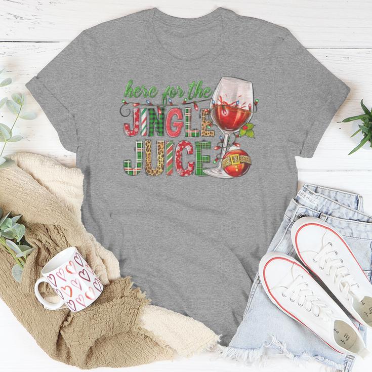 Here For The Jingle Juice Wine Lover Christmas Day Xmas Women T-shirt Unique Gifts