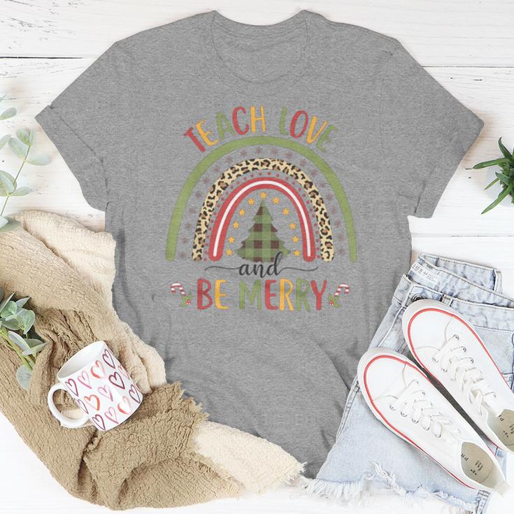 Rainbow Teach Love And Be Merry Cute Teacher Christmas Xmas Women T-shirt Unique Gifts