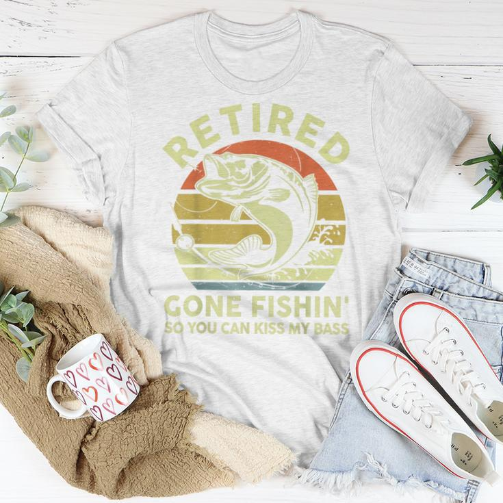 Bass Fish Papa Grandpa Retirement Retired Gone Fishing Women T-shirt Funny Gifts
