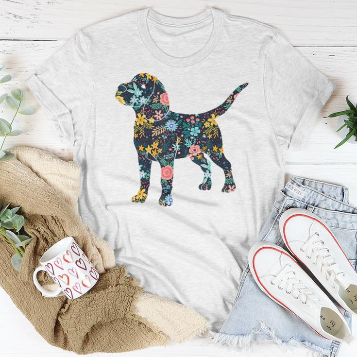 Beagle Floral Dog Silhouette Graphic Women T-shirt Funny Gifts