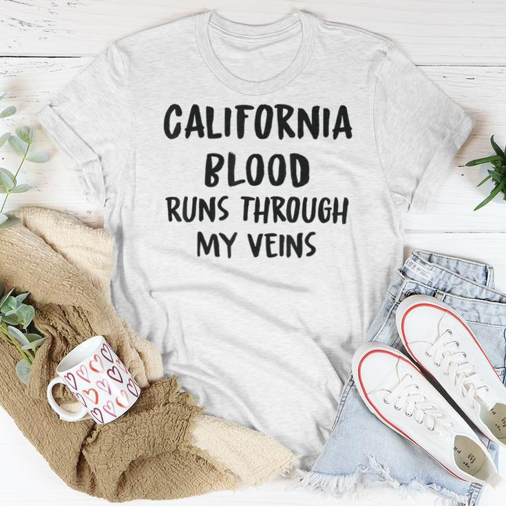 California Blood Runs Through My Veins Novelty Sarcastic Women T-shirt Funny Gifts