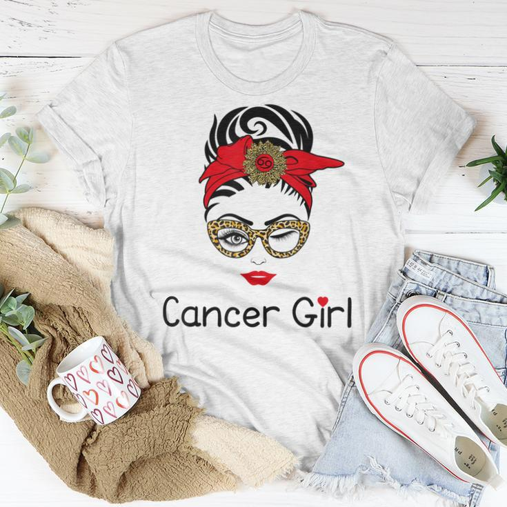 Cancer Girl Leopard Sunflower Zodiac Birthday Girl Women T-shirt Unique Gifts