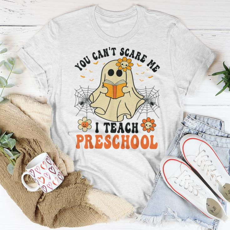 You Can't Scare Me I Teach Preschool Teacher Halloween Ghost Women T-shirt Unique Gifts