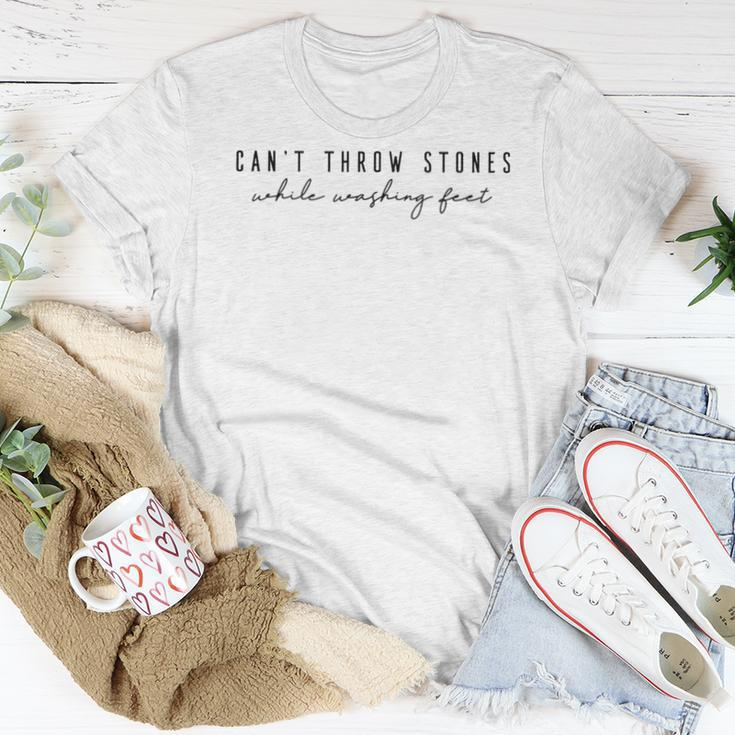 Cant Throw Stones While Washing Feet Christian Bible Verse Women T-shirt Unique Gifts