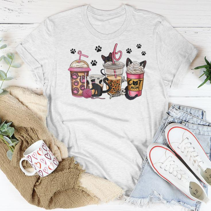 Cat Mom Coffee Cups Leopard Cat Lover Ccoffee Latte Drinking Women T-shirt Unique Gifts