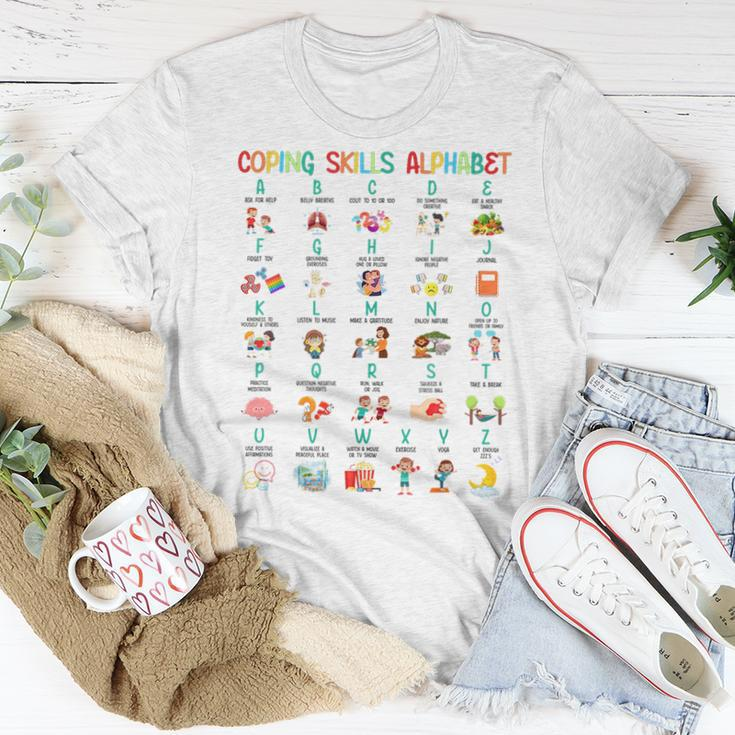 Coping Skills Alphabet Teachers Mental Health Awareness Day Women T-shirt Unique Gifts
