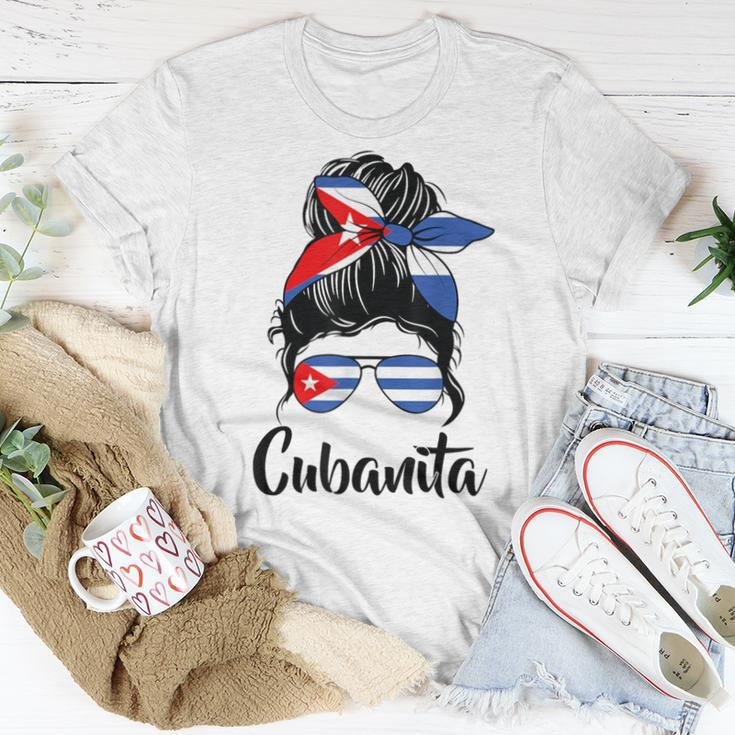 Cubanita Messy Bun Cubanita Cuban Flag Messy Hair Woman Bun Women T-shirt Unique Gifts