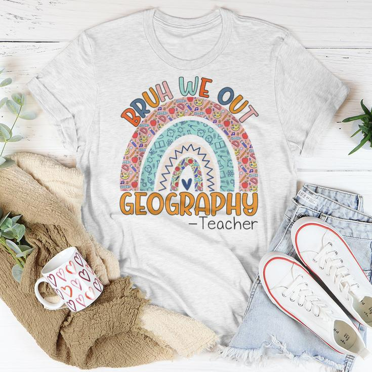 Cute Bruh We Out Teachers Summer Geography Teacher Rainbow Women T-shirt Unique Gifts