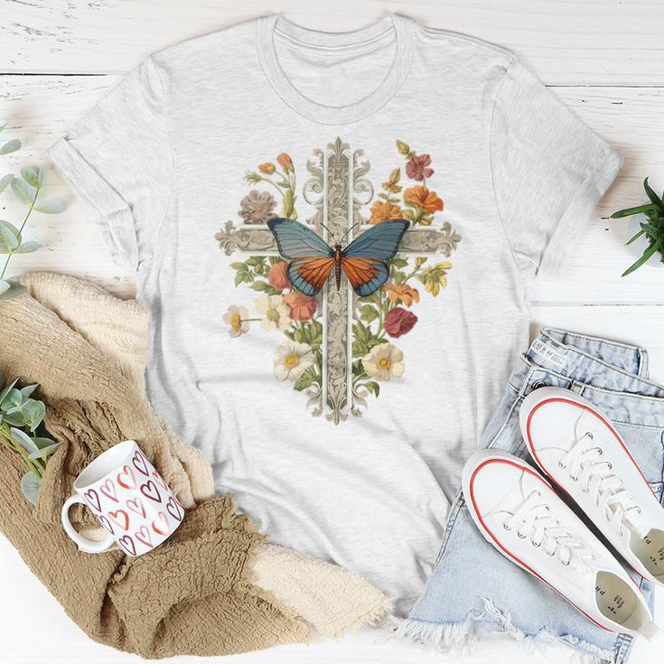 Cute Christian Boho Faith Cross Butterflies Women & Girls Faith Women T-shirt Unique Gifts
