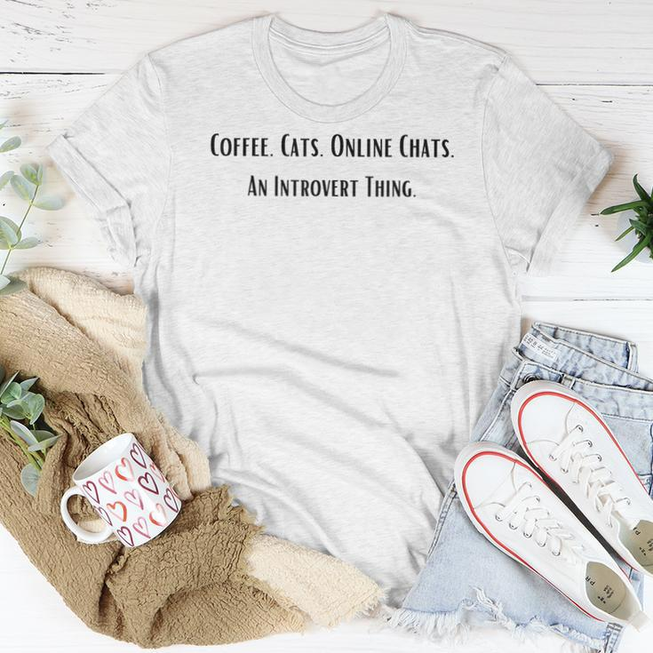 Cute Coffee Cat Lovers Mom Dad Introvert Life Black LetterFor Mom Women T-shirt Unique Gifts
