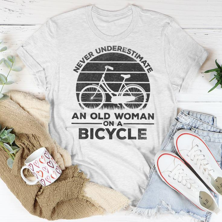 Cyclist Women Never Underestimate An Old Woman On A Bicycle Women T-shirt Funny Gifts