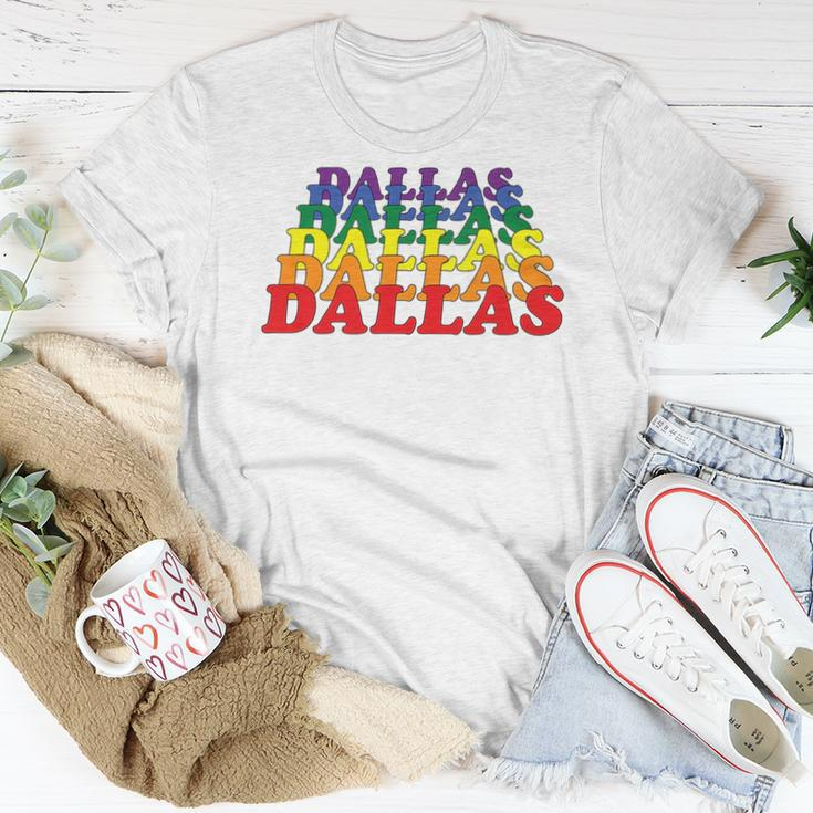 Dallas City Gay Pride Rainbow Word Women T-shirt Unique Gifts