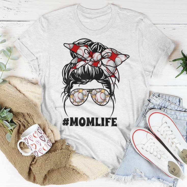 Day Mom Life Softball Baseball Messy Bun Women T-shirt Unique Gifts