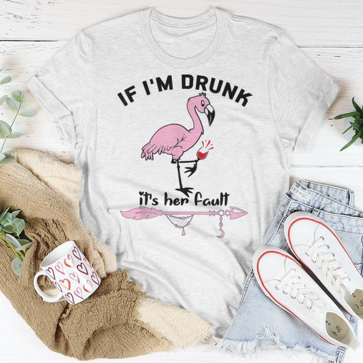 If Im Drunk Its Her Fault Cute Flamingo Best Friends Women T-shirt Unique Gifts