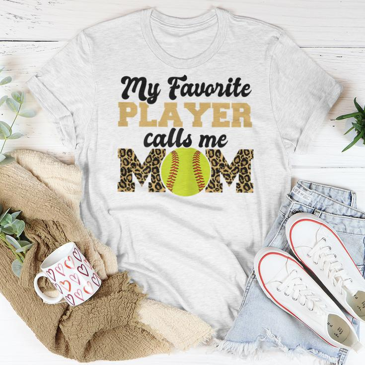 My Favorite Player Calls Me Mom Softball Leopard Women T-shirt Unique Gifts