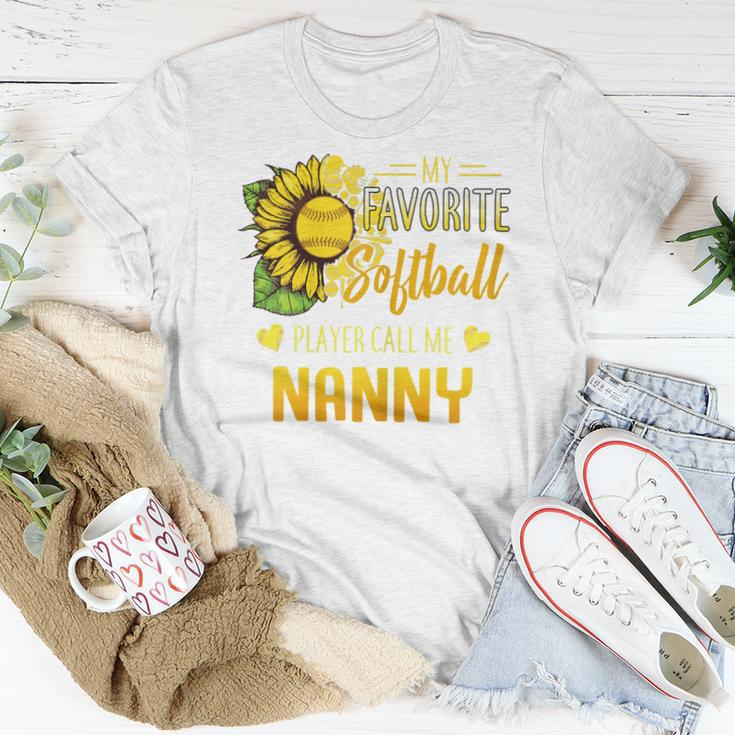My Favorite Softball Player Calls Me Nanny Sunflower Women T-shirt Unique Gifts
