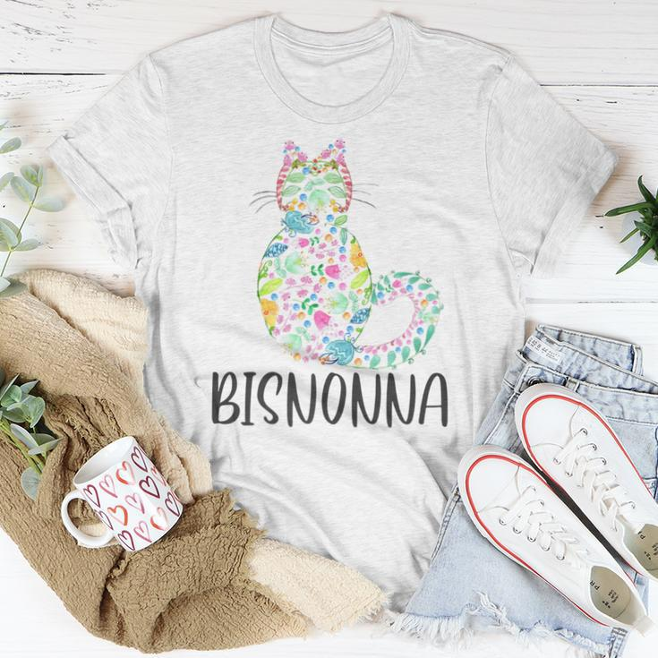 Floral Cat Bisnonna Italian Great Grandma White Women T-shirt Unique Gifts