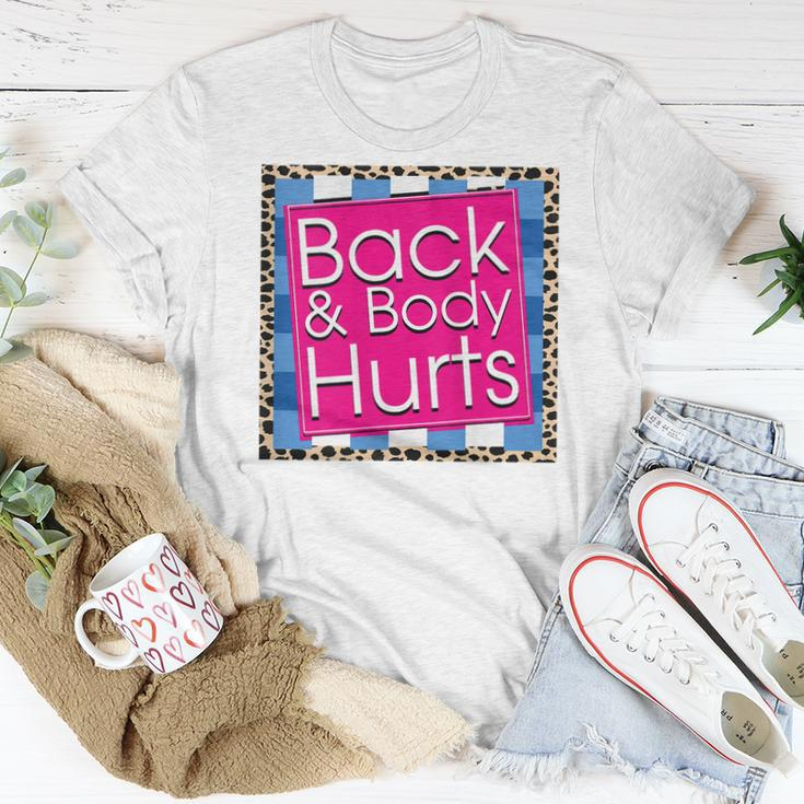 Funny Back Body Hurts Quote Workout Gym Top Leopard Women T-shirt Funny Gifts