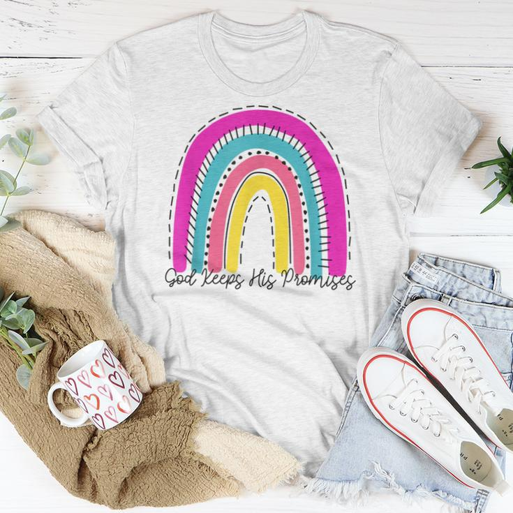 God Keeps His Promises Colorful Boho Rainbow Christian Women T-shirt Unique Gifts