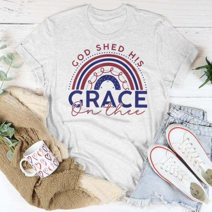 God Shed His Grace On Thee 4Th Of July Patriotic American Women T-shirt Unique Gifts