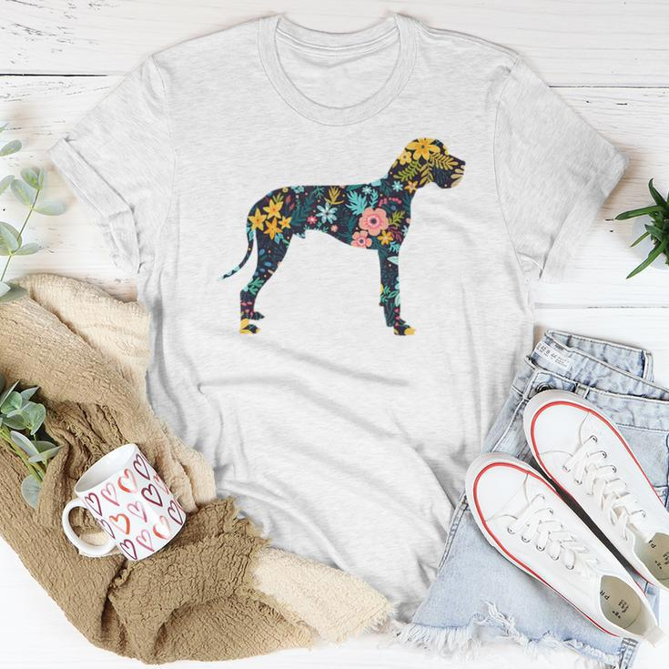 Great Dane Floral Dog Silhouette Graphic Women T-shirt Funny Gifts
