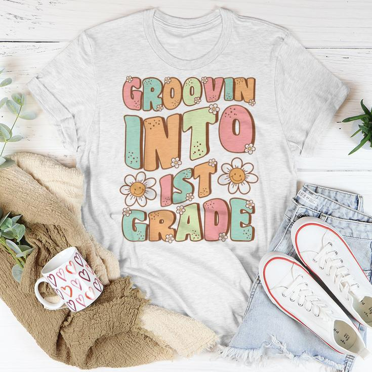 Groovin Into 1St Grade Cute Groovy First Day Of 1St Grade Women T-shirt Unique Gifts