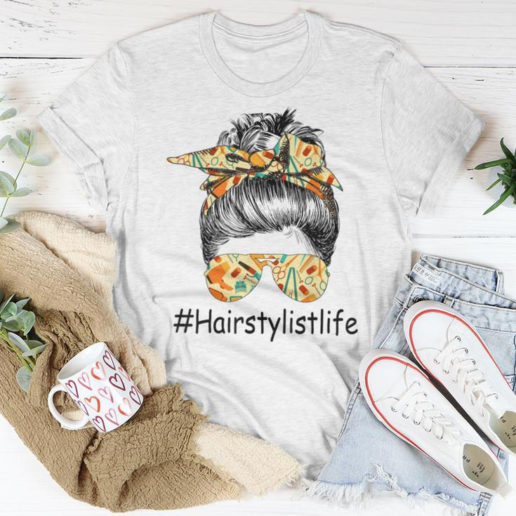 Hairstylist Life Mom Messy Bun Hairstylist Life Mom Women T-shirt Unique Gifts