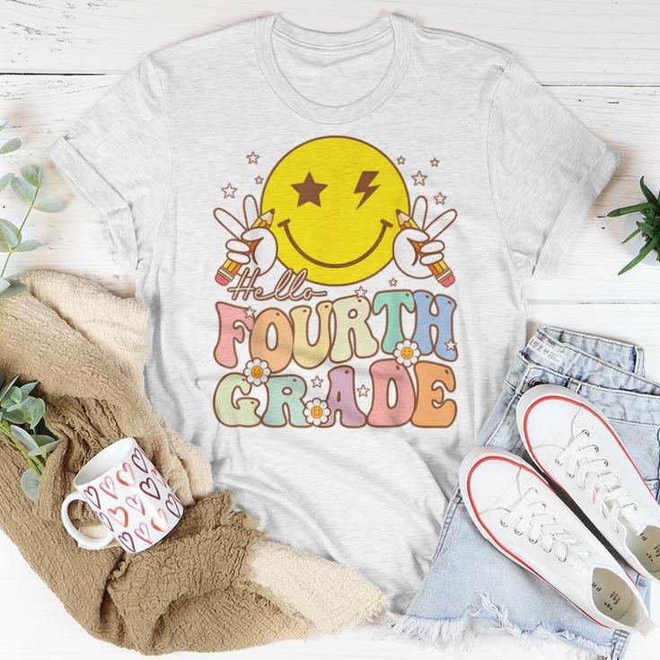 Hello Fourth Grade Funny Smile Face 4Th Grade Back To School Women T-shirt Funny Gifts