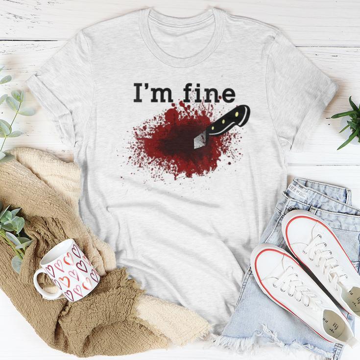 I Am Fine Stabbed Blood Splatter Tshirt - Halloween Tshirt