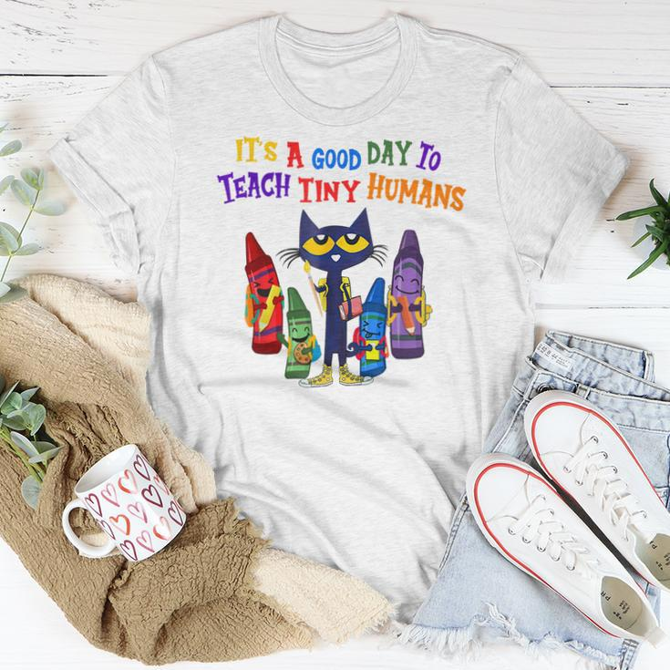 Its A Good Day To Teach Tiny Humans Pre K Teacher Funny Cat Women T-shirt Funny Gifts