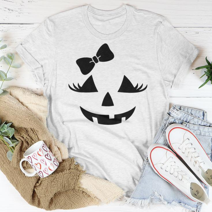 Jack O Lantern Eyelashes Pumpkin Face Halloween Girls Women T-shirt Unique Gifts