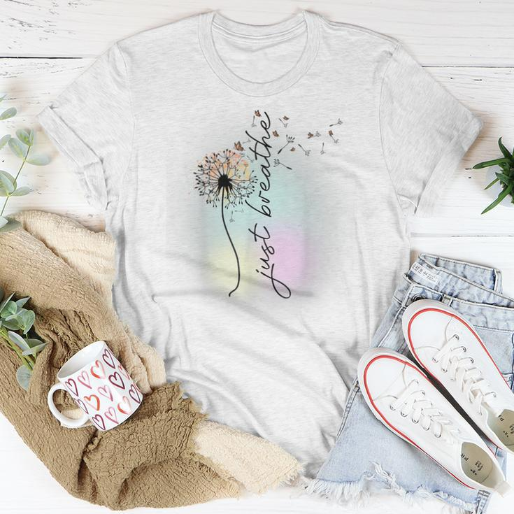 Just Breathe Dandelion Inspirational Quotes Motivational Women T-shirt Unique Gifts
