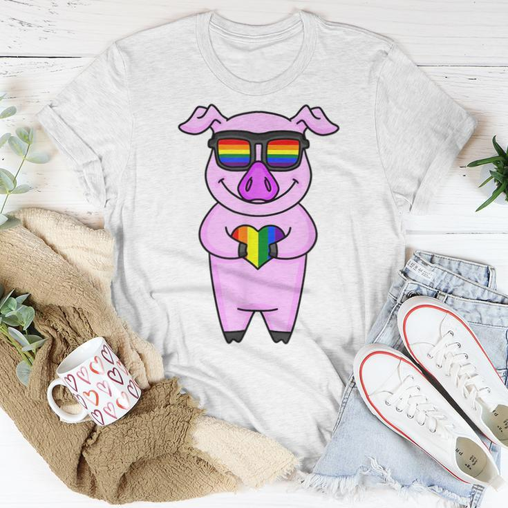 Lgbt Supporter Pig Rainbow Gay Pride - Lgbt Heart Animal Women T-shirt Unique Gifts