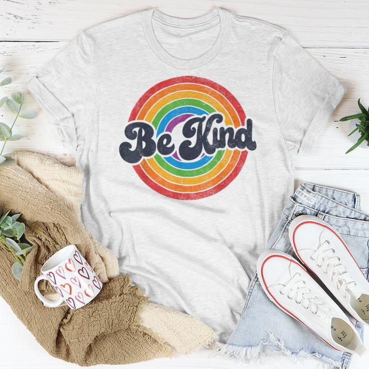 Lgbtq Be Kind Gay Pride Lgbt Ally Rainbow Flag Retro Vintage Women T-shirt Crewneck Unique Gifts