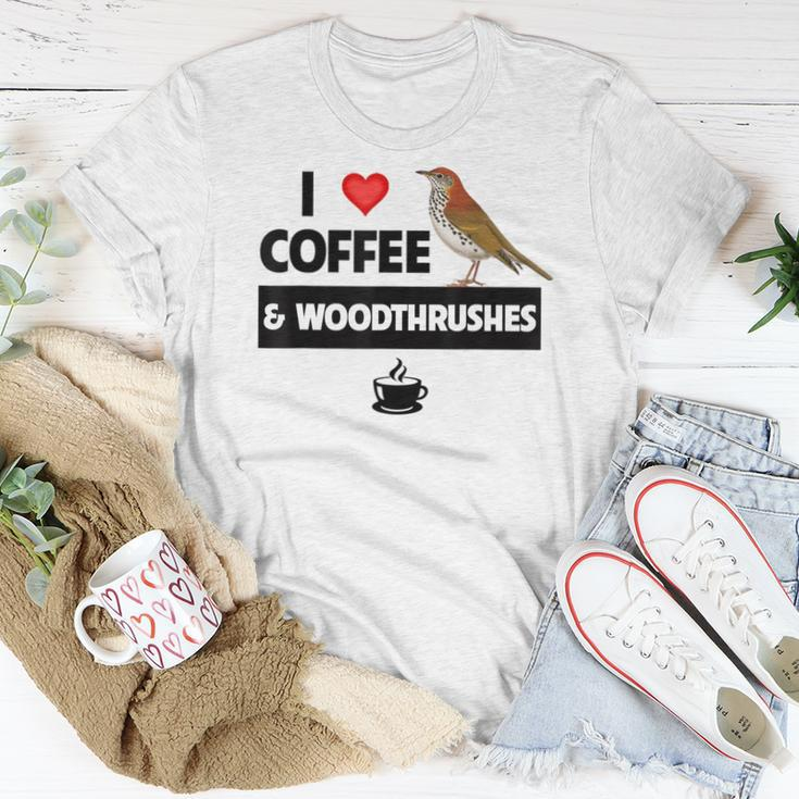 I Love Coffee And Wood Thrushes Washington DC State Bird Women T-shirt Unique Gifts
