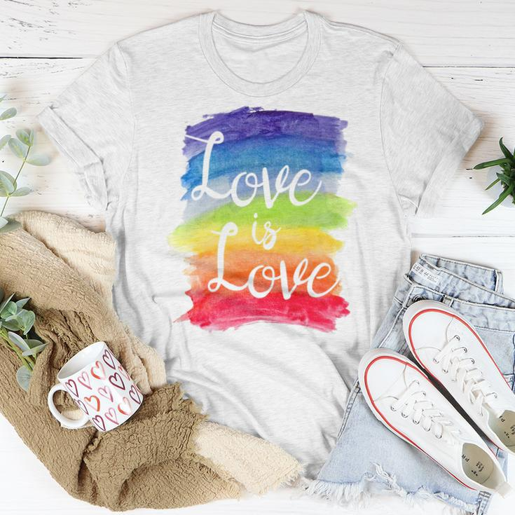 Love Is Love Rainbow Gay Lesbian Pride Watercolors Women T-shirt Unique Gifts