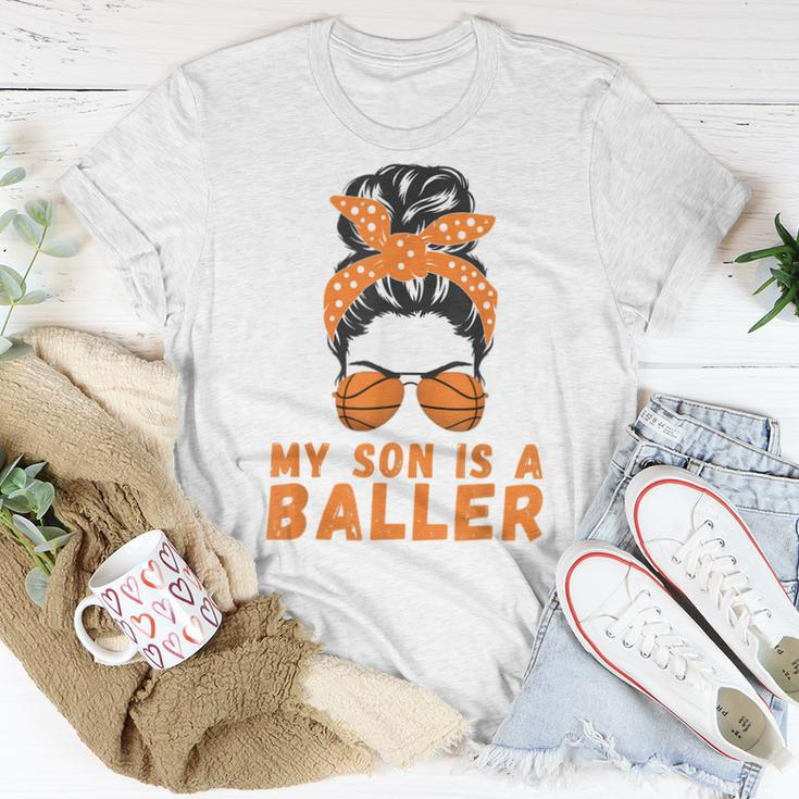 Messy Bun Bball Mom Basketball Mom Apparel Son Is A Baller Women T-shirt Unique Gifts