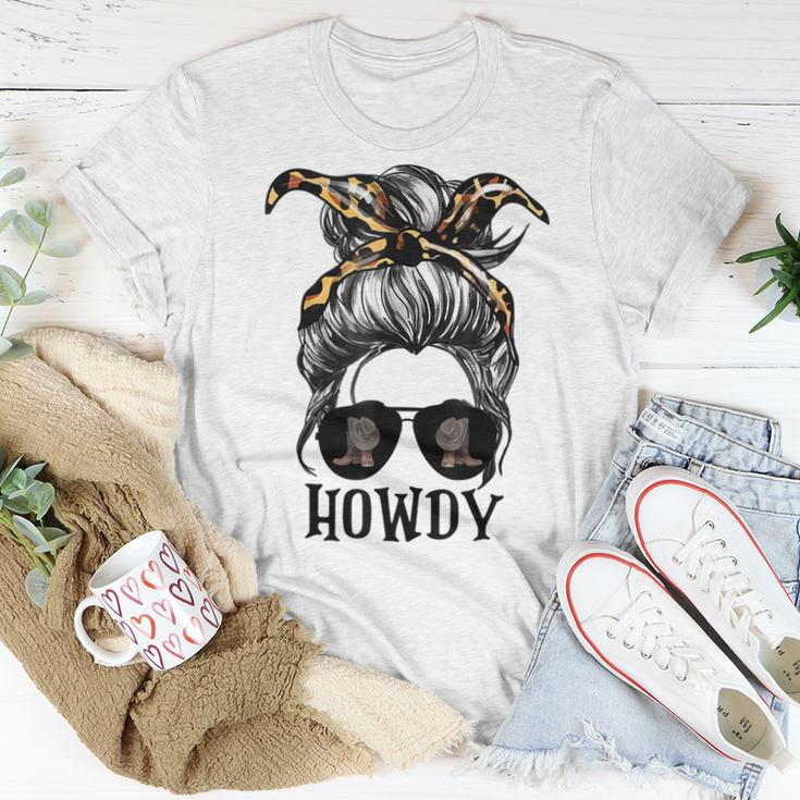 Messy Bun Hat Howdy Rodeo Western Country Southern Cowgirl Women T-shirt Unique Gifts