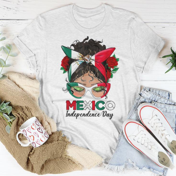 Messy Bun Mexican Flag Independence Day Woman Vintage Women T-shirt Unique Gifts
