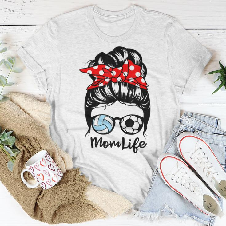 Mom Life Messy Bun Hair Volleyball Soccer Mom Women T-shirt Unique Gifts