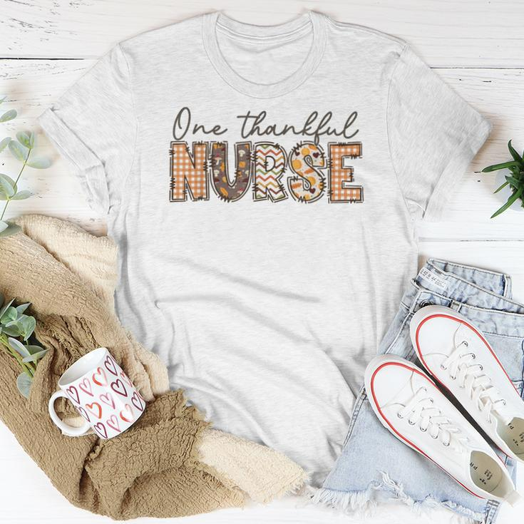 One Thankful Nurse Thanksgiving Fall Autumn Nurse Women T-shirt Personalized Gifts
