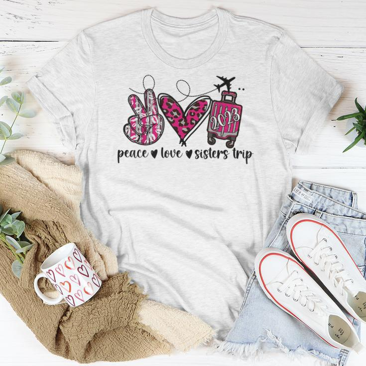 Peace Love Sisters Trip 2023 Vacation Travel Sisters Weekend Women T-shirt Funny Gifts