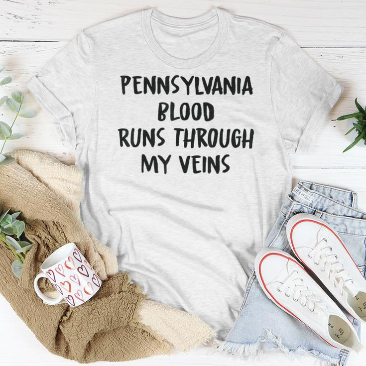 Pennsylvania Blood Runs Through My Veins Novelty Sarcastic Women T-shirt Funny Gifts