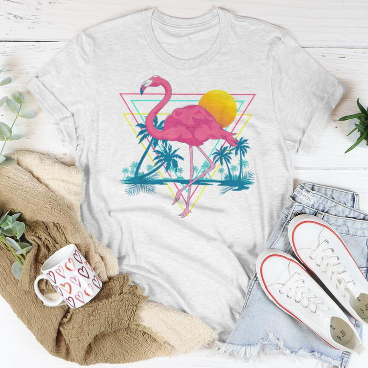 Pink Flamingo Beach Summer Vibes Palm Trees Tropical Summer Women T-shirt Unique Gifts